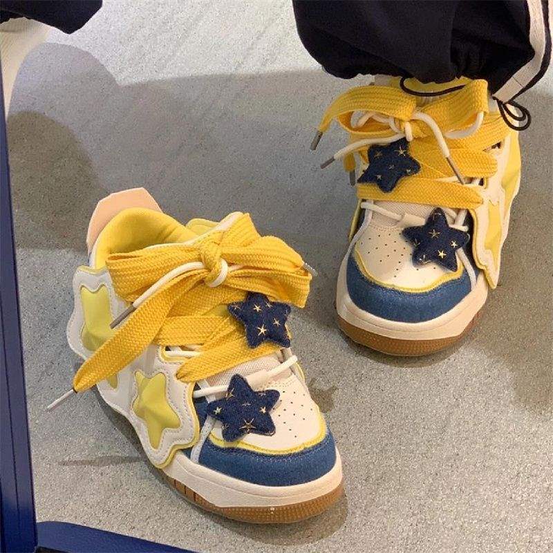 Zapatos de skate super suaves de estrellas para mujeres 2025 otoño nueva tendencia de moda versátil zapatos de pan esportivos casuales ligeros