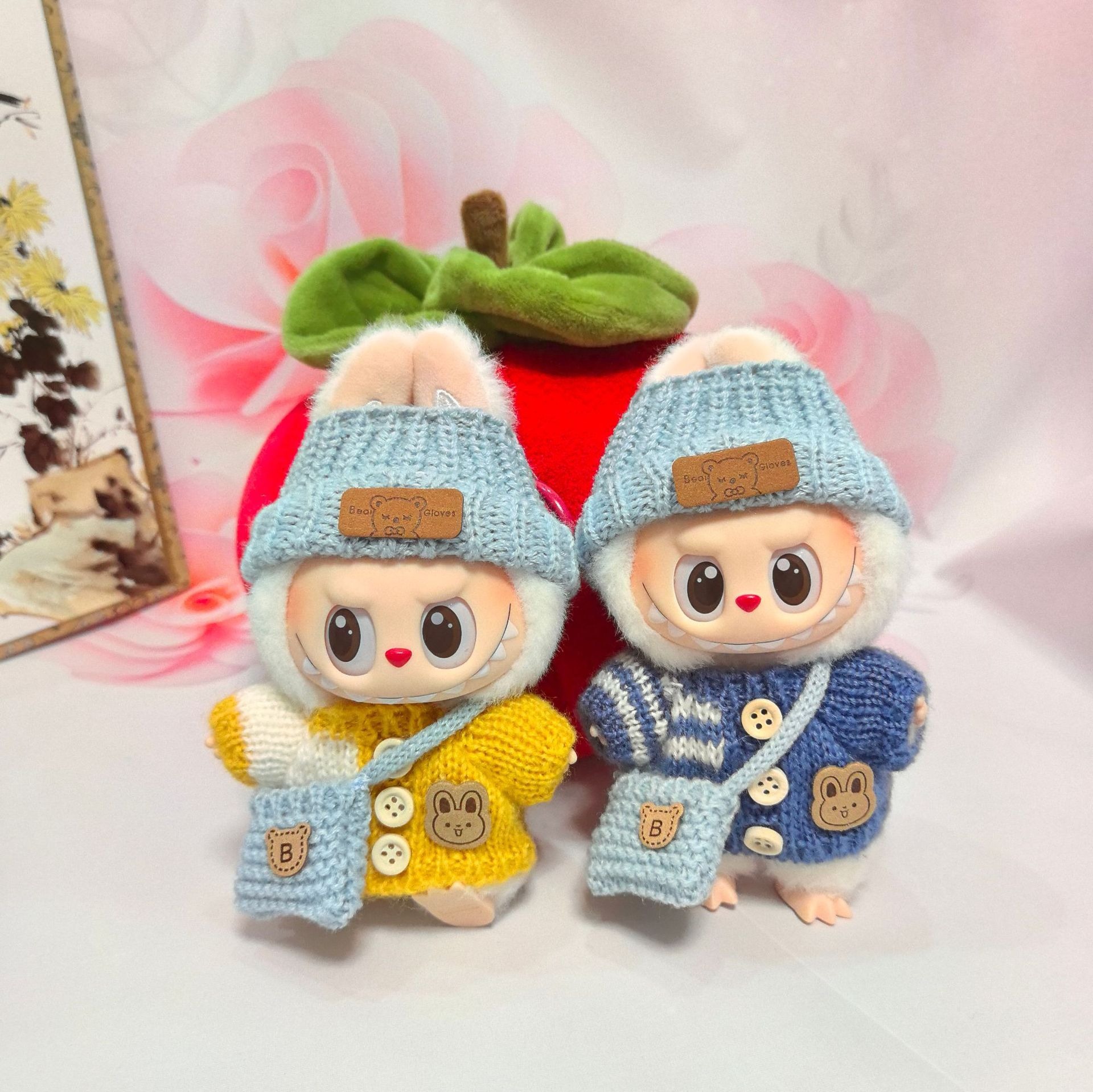 仅衣服拉布布毛衣帽子套装使用于一二三代LABUBU玩偶公仔娃衣服装