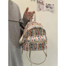 彩虹针织网红双肩包春夏新款感小众旅行背包时尚迷你小包一件批发