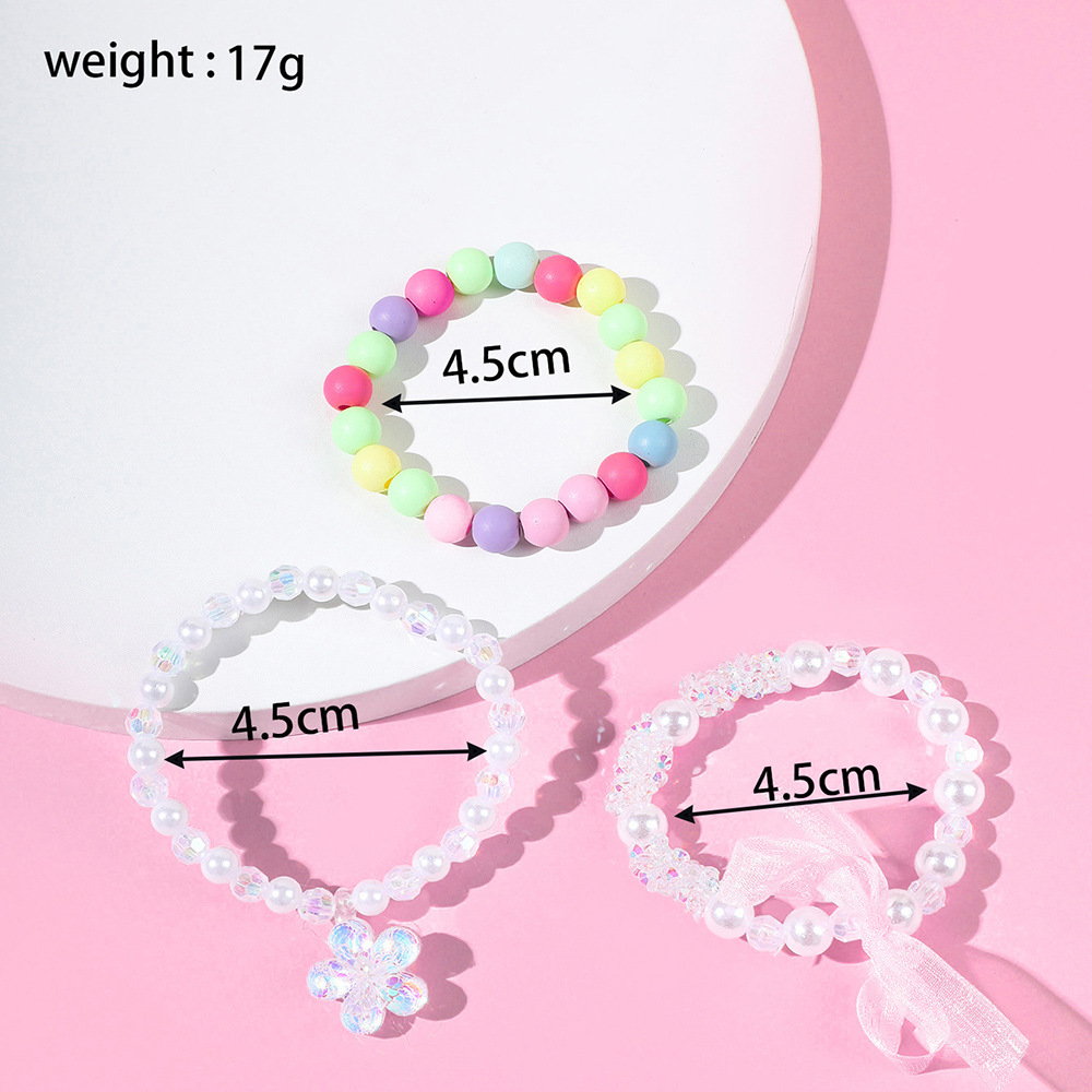 Flower Pendant decor Colorful Acrylic String Beads Bracelet Set