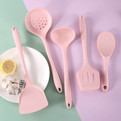 Wholesale silicone kitchenware set spatula five-piece set kitchen colander rice spoon frying spoon soup spoon non-stick pan silicone spatula