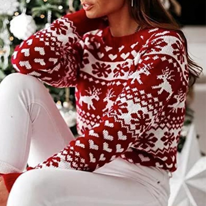 2024 popular UglySweater festival de navidad ChristmasSweater cuello redondo prendas de punto femenino
