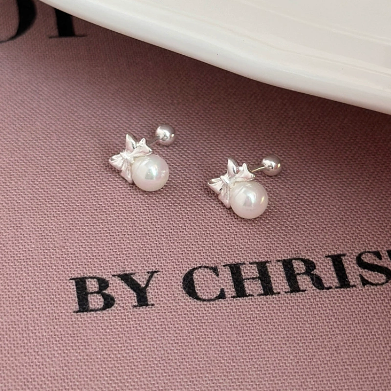 Earrings from pearl, small design ear clips, silver 925 sample