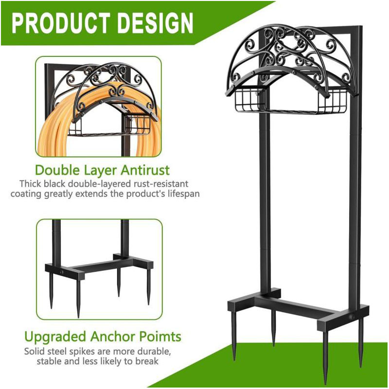铁艺插支架金属装饰户外草坪水管地式软管跨境重型花园园林水管架