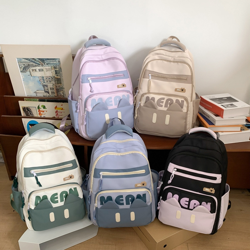 2025 nueva mochila de dibujos animados para niñas, escuela secundaria, escuela secundaria, universidad, estilo universitario, mochila fresca