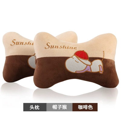 Car Seat, Car Cervical Spine — Headrest - headrest-hat-monkey-brown-pair
