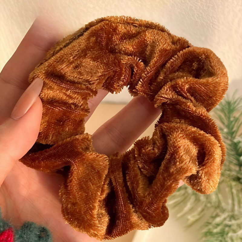 圣诞节小鹿毛绒大肠发圈女高弹力耐用发绳可爱公仔橡皮筋发饰头绳|undefined
