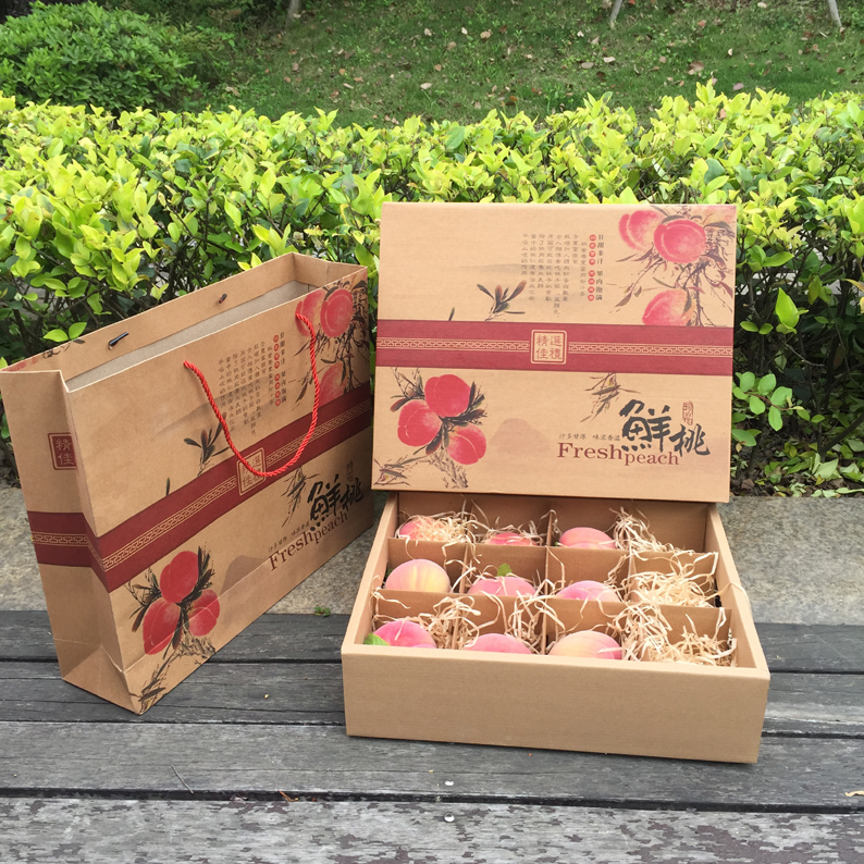 Caja de embalaje de melocotón de agua, caja de melocotón de miel, caja de regalo vacía, caja de regalo general, caja de cartón de melocotón amarillo, stock