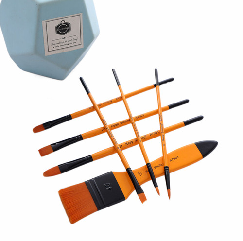 Cross-border best-selling oil paint brush set 7 wooden poles children's art painting board brushes multi-functional nylon paint brushes wholesale