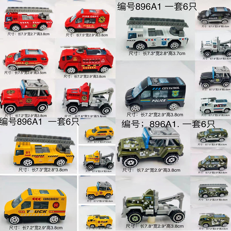 Aleación de aleación para niños tirar hacia atrás resistente a la caída de la simulación de coche deslizante camión de bomberos vehículo de ingeniería coche de policía accesorios de vehículos de ingeniería