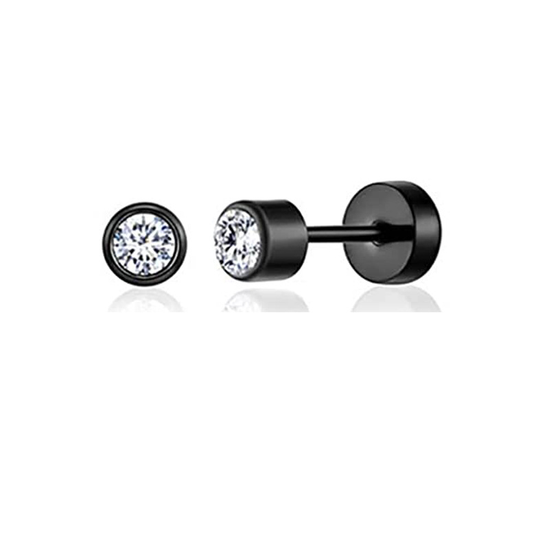 Stainless Steel Black Zircon Pearl Earrings Simple Geometric Stud Earrings for Women Fashion Piercing Jewelry 2024 Spring detail image 12