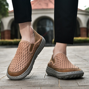 Cross-border Summer Men's Breathable Casual Mesh Shoes Soft Bottom Soft Surface Slip-on Non-slip Sewing Shoes