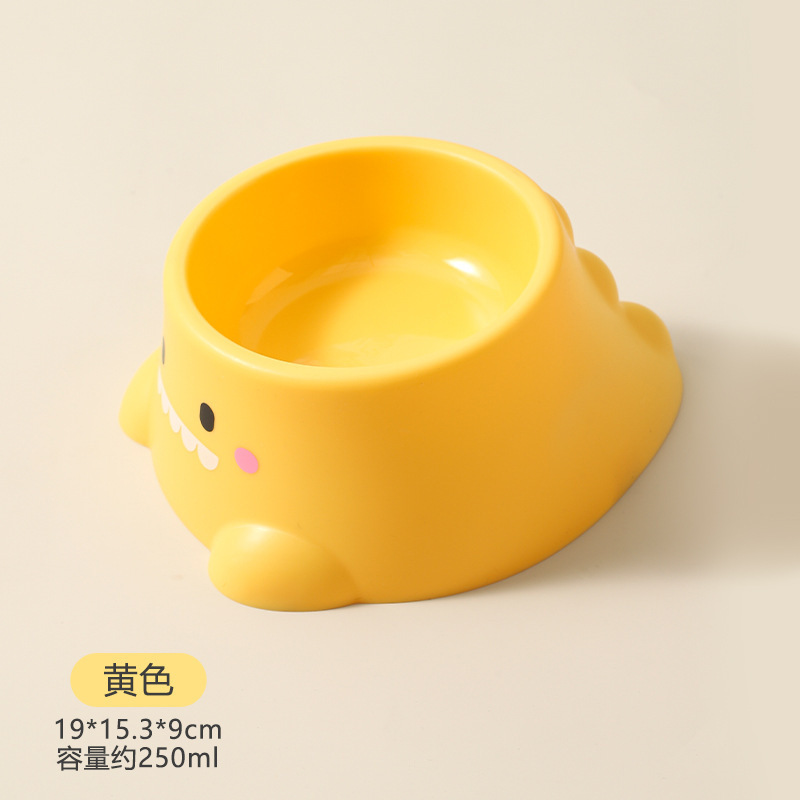 可爱恐龙宠物碗猫咪狗狗塑料不锈钢食盆猫狗粮宠物喂食碗宠物用品|undefined