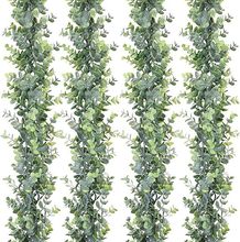 人造桉树尤加利藤 绿植藤蔓悬挂桉树叶绿色花环用于婚礼背景拱墙