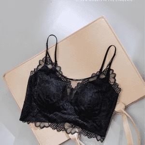 Wanluoti 9539 花柄レース美背中繊細な薄いカップ春夏シームレスメッシュ女性の小さな胸の下着黒綿|undefined