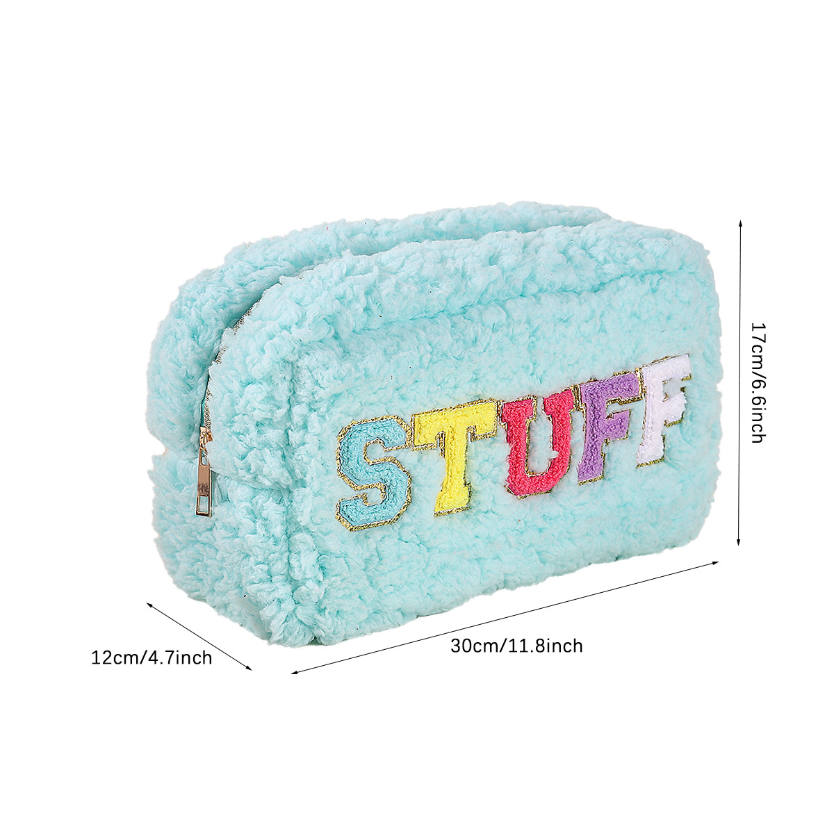Nueva felpa chenille bordado carta bolsa de cosméticos de alta apariencia de gran capacidad de lavado bolsa de viaje bolsa de almacenamiento conveniente