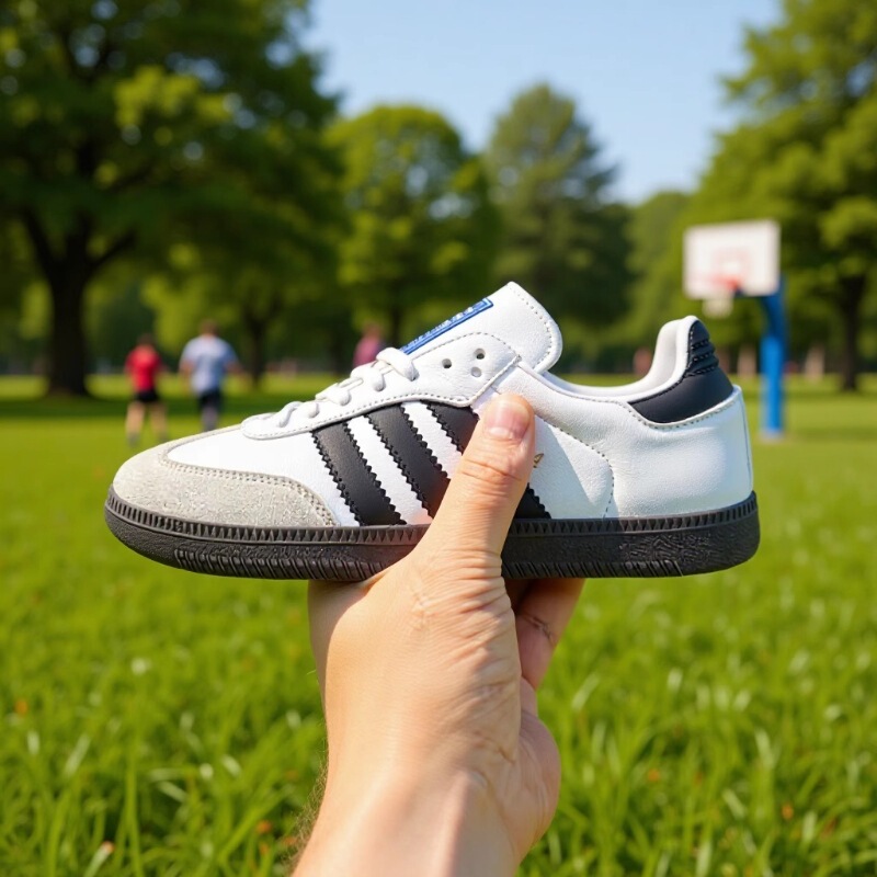 High Version Adidas Training Shoes Pure Original White and Black Samba Low-Top Sneakers Student Versatile Trendyy Flats Sports Shoes