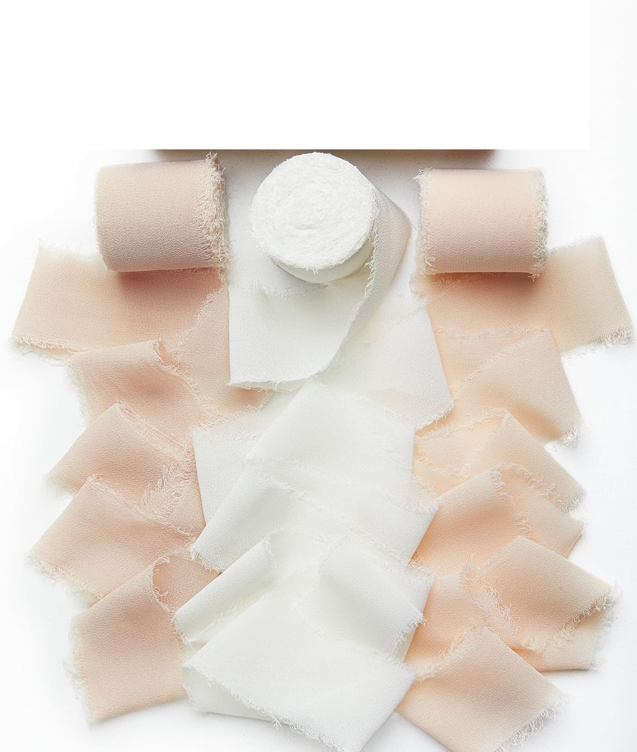 INS deshilachado gasa cinta ramo de la boda borla cinta arco decoración hilo de nieve tira de tela de seda