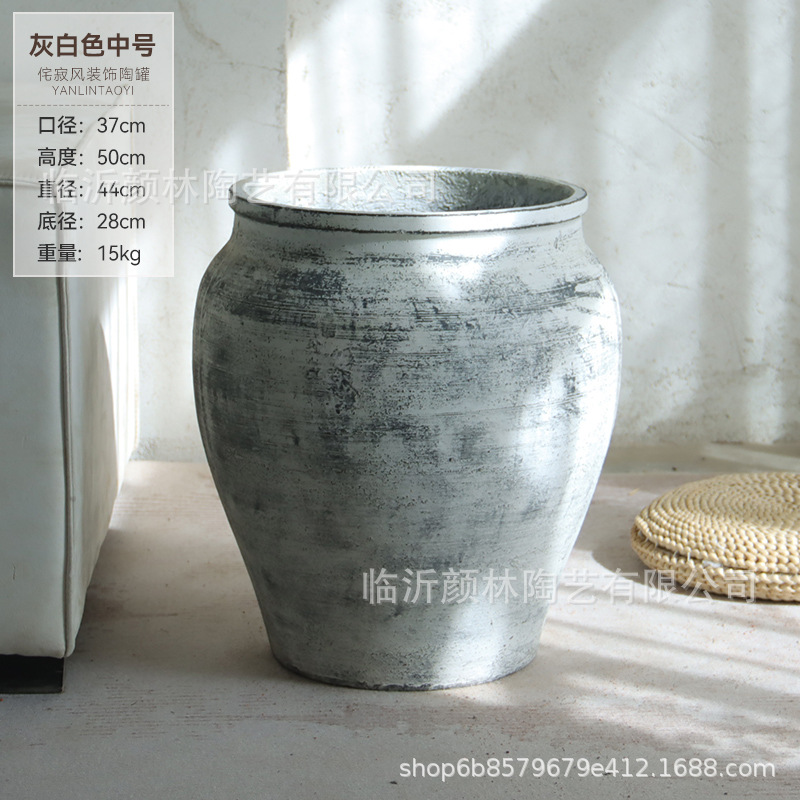 Flores de cemento retro alto estómago gran piso ventilado sala de estar hotel vestíbulo verde decoración maceta fuerte y duradera