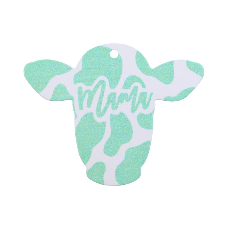Nueva MAMA de madera cabeza vaca estilo Occidental llavero colgante creativo DIY animal la historieta Accesorios