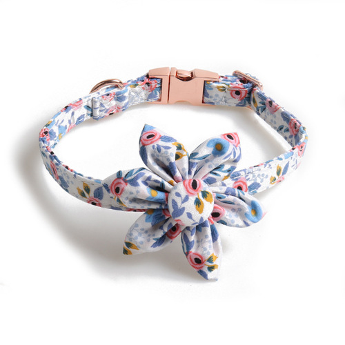 Aming New Pet Collar, Floral Rose Gold Collar with Sunflower Button Design Dog Collar