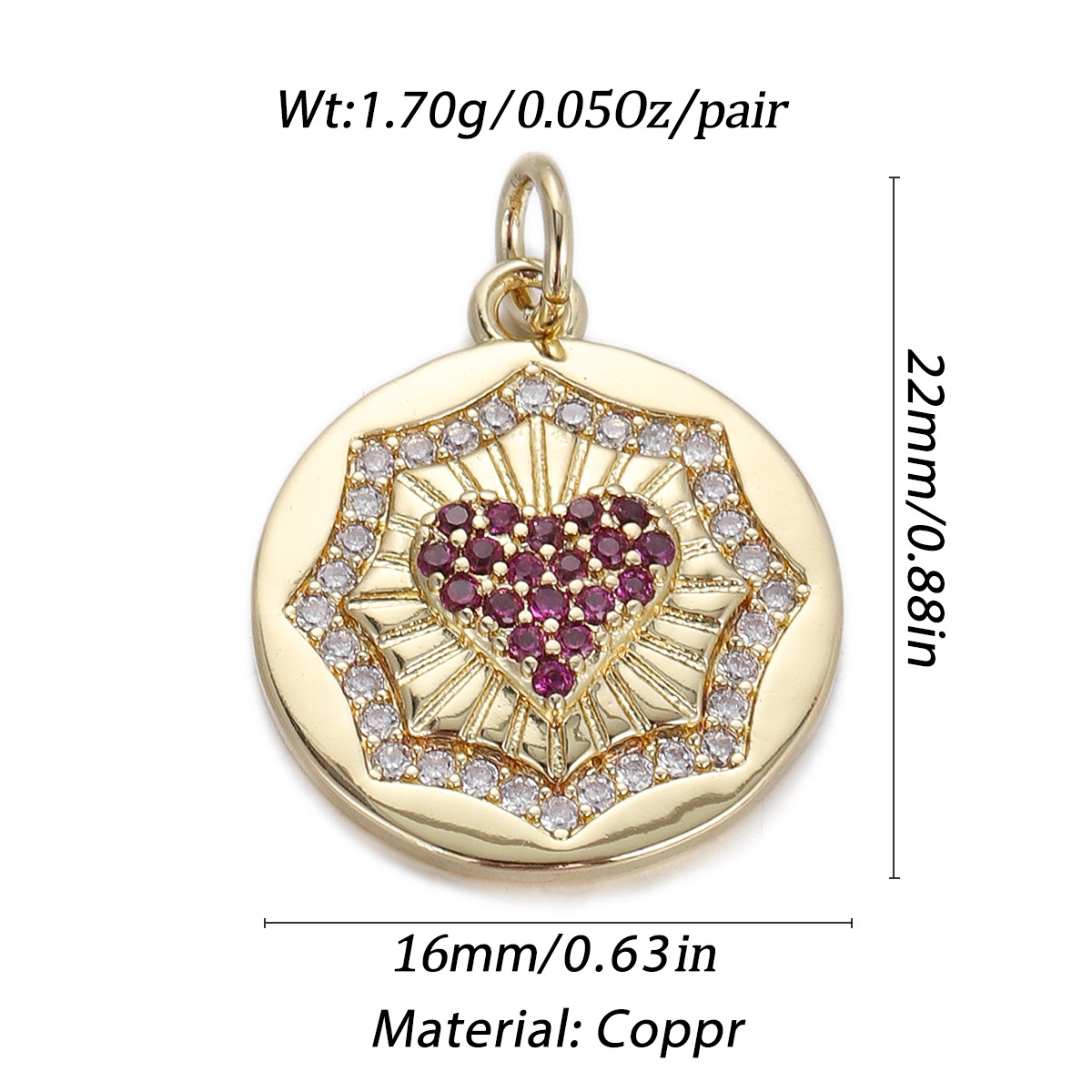 5g Weight Pendant, Chain Jewelry Making Type Copper Chain Material 1 Piece Quantity Holiday, Daily Occasion Copper Material Portrait, Heart Shape Pattern Unisex Gender Plating Design Retro, Simple Style Style 1 Piece Copper Portrait Heart Shape Pendant Chain 7