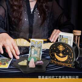 木制黑色塔罗牌收纳盒桌面摆件装饰工艺品万圣节塔罗牌展示架