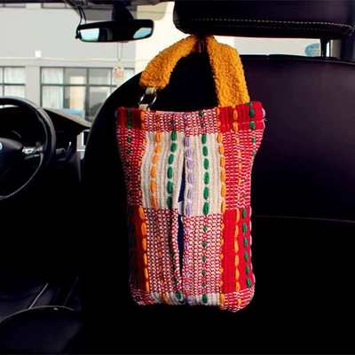 Car tissue box/set – Fabric Creative Car Tissue Box Advanced - red-pattern