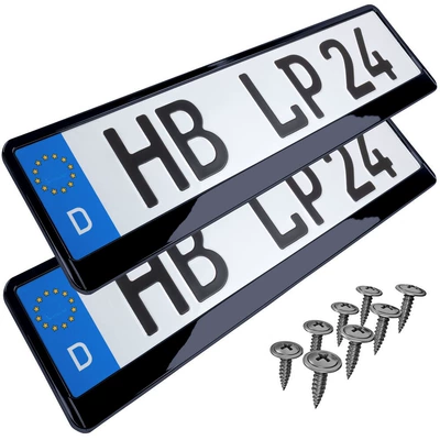 Strip Thickeneded Plastic Abs Material License – License plate holder/license plate holder - abs-high-gloss-black-european-license-plate-frames-2-pieces-with-accessories
