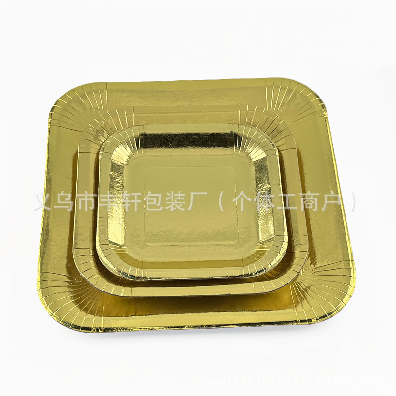 Hot sale desechable platos de papel de oro, bandejas de papel de aluminio de oro, patas de pavo, platos de filete de cordero, exclusivos transfronterizos