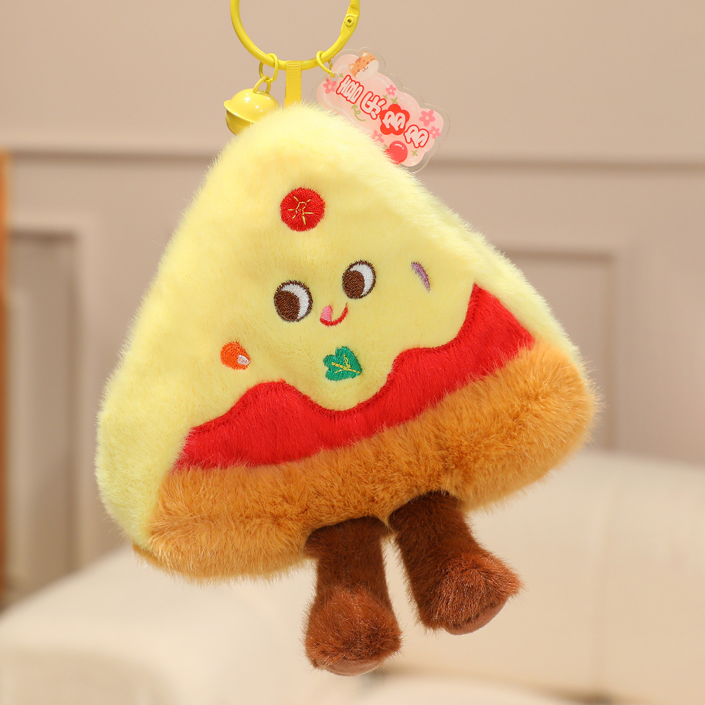 Hermosas hamburguesas fritas colgantes juguetes de peluche piernas de pollo muñecas sushi croissants bolsos colgantes llaveros