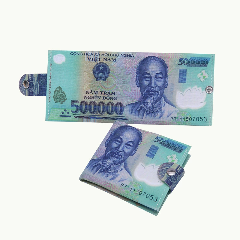 Short Wallet Canvas Card Holder, Compact 10.5×8.5×0.8 cm, Printed Currency Designs