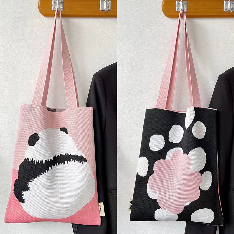 2023 назад Panda Новая Большая универсальная Студенческая Большая вместительная квадратная сумка через плечо вязаная сумка модная сумка