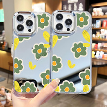 外贸花朵镜面手机壳苹果17保护套iphone AIR补妆镜16pro女15唯美