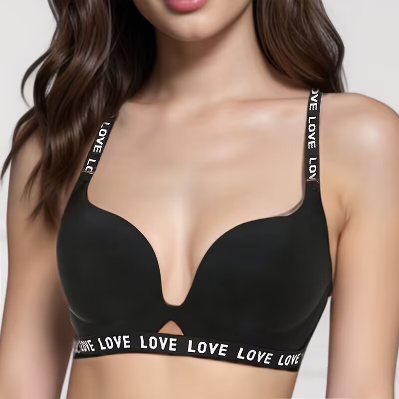 AmazonヨーロッパとアメリカのクロスボーダーLOVEレターウェビング下着は胸を押し上げ、通気性があり快適なシェイプブラです|undefined