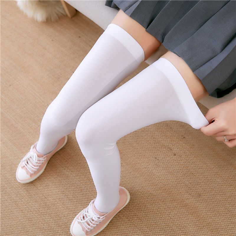 White Silk Stockings, Extra-Long Over-The-Knee Socks for Women, Thin Summer Style, Student Thigh-High Long Socks, Korean Academy Style, Japanese Style White Silk Stockings, Extra-Long Over-The-Knee Socks for Women, Thin Summer Style, Student Thigh-High Long Socks, Korean Academy Style, Japanese Style