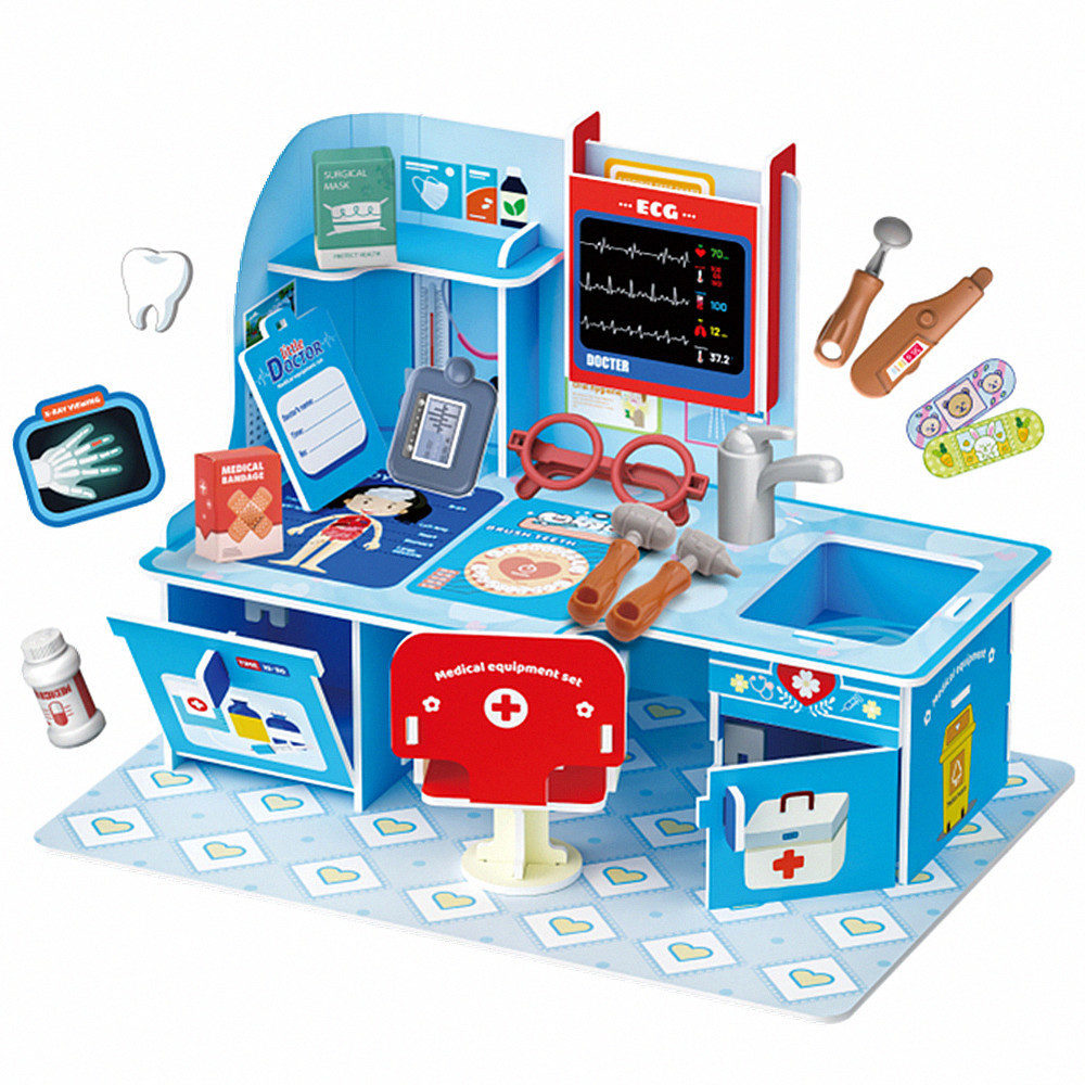 Comercio exterior infantil DIY puzzle 3D puzzle tridimensional supermercado hogar cocina médico puzzle modelo de juguete
