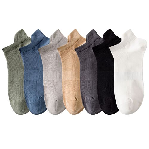 Socks for men and women, spring and summer short thin boat socks with ears, pure cotton antibacterial, deodorant, sweat-absorbent mesh breathable sports socks