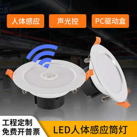 LED声光控筒灯人体感应灯智能楼道走廊天花灯嵌入式2.5寸4寸5寸3