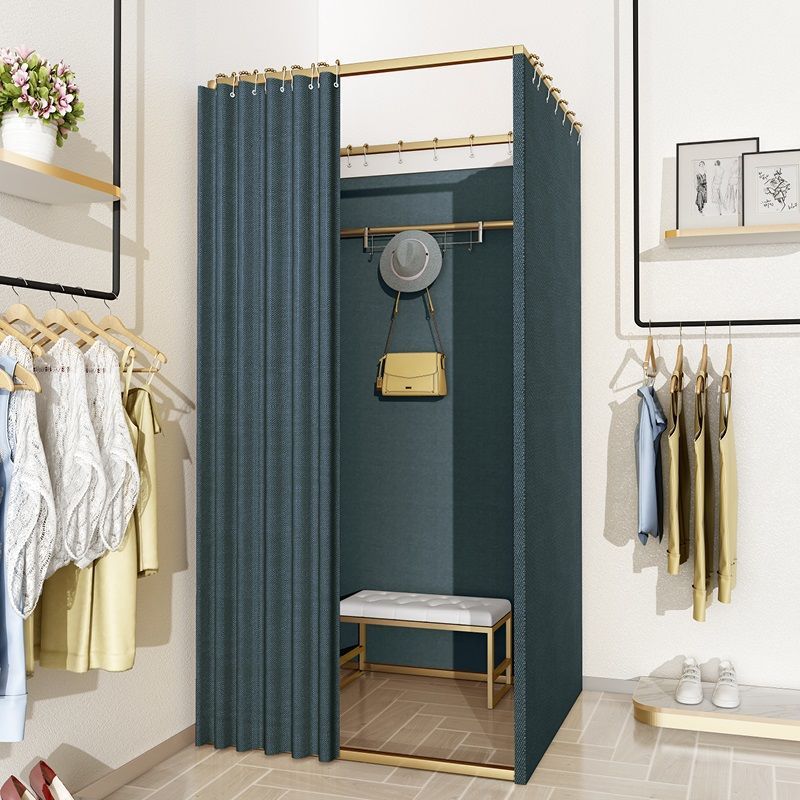 Tienda de ropa, centro comercial, vestuario de ensamblaje, sala de prueba móvil simple, cortina de puerta, piso, estante de exhibición portátil, vestuario