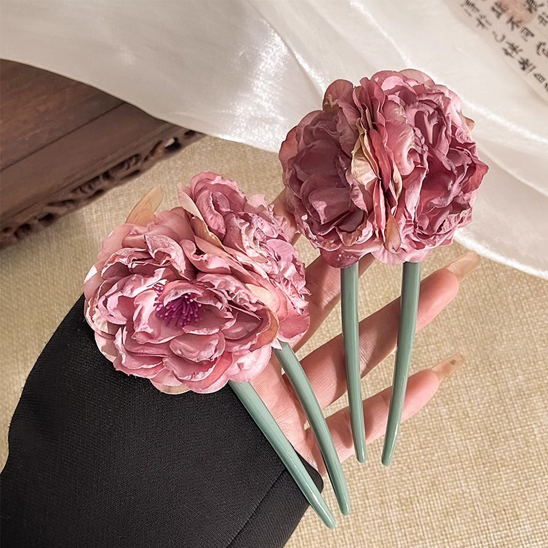 Flores en forma de U pinzas de alta sensación detrás de la cabeza dispositivo de cabello pinzas de cabello pinzas de cabello 2025 nuevo estilo simple accesorios para el cabello diarios