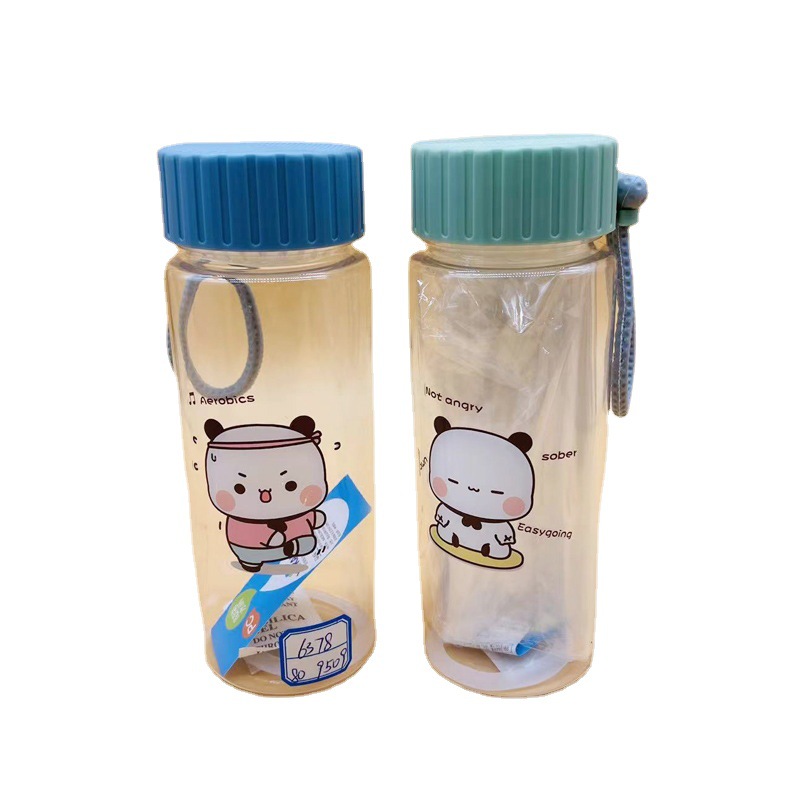 Futong taza de plástico para el hogar taza de agua para estudiantes taza de mano femenina taza de té lindo de dibujos animados de Corea taza de beber al por mayor