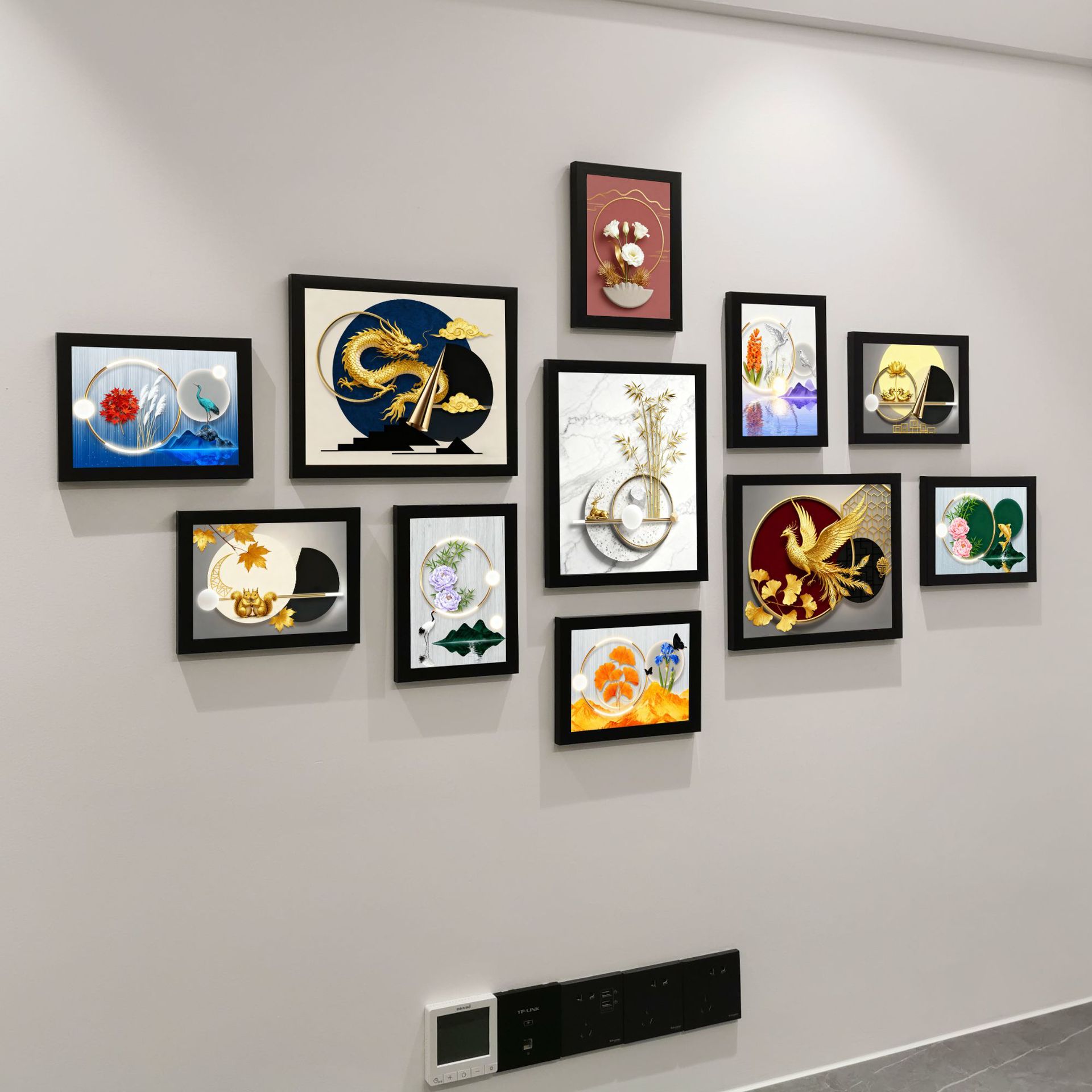 客厅沙发背景墙装饰照片墙组合挂墙相框轻奢系列海报画中老人房间