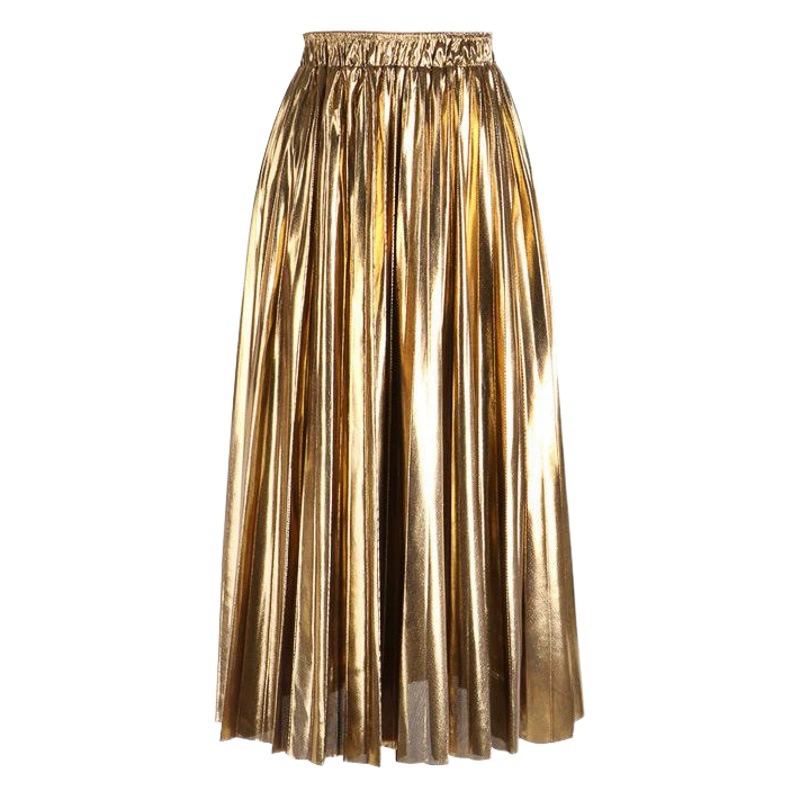 Юбка Женская Светоотражающая плиссированная юбка средней длины А-силуэта с высокой талией в Корейском стиле, новинка осень-зима 2019