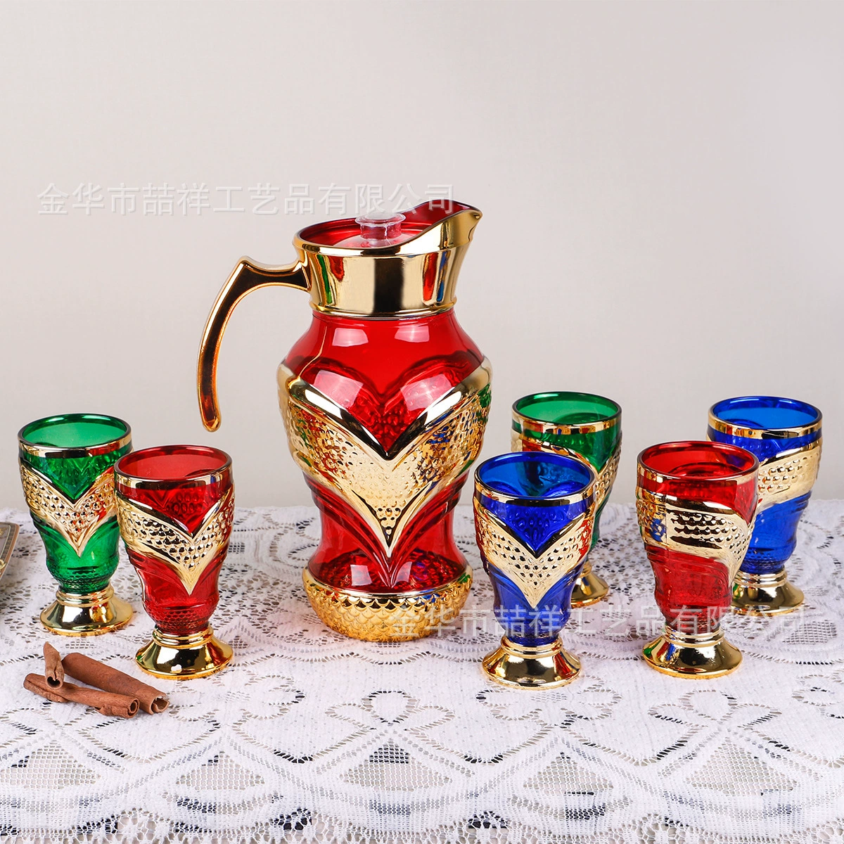 Набор стеклянных кувшинов для воды с позолотой, термостойкий, большой объем, для дома, подарок, оптом, серия Ближний Восток
