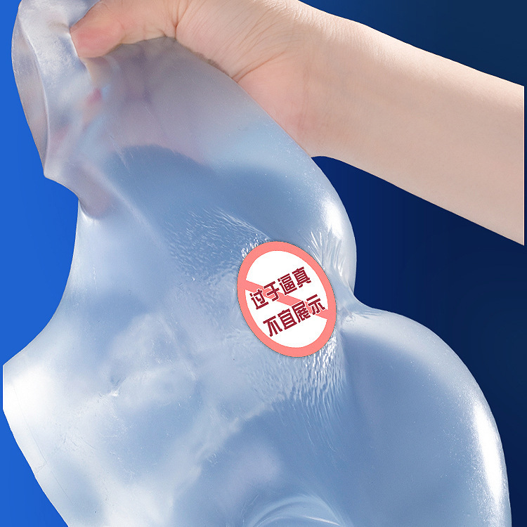 Men’s Transparent Molded Masturbation Cup, Manual TPE Textured Sleeve, Adult Sex Toy — detail image 12