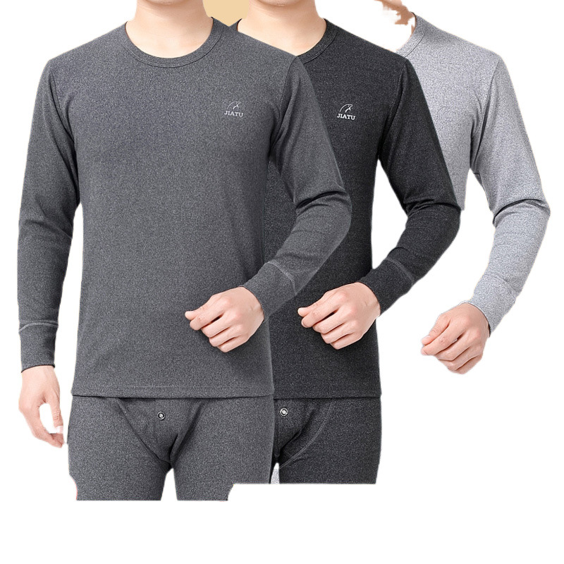 셀프 가열 양면 벨벳 열 속옷 세트 남성용 기모 두꺼운 중고 칼라 냉간 겨울 가을 옷과 바지