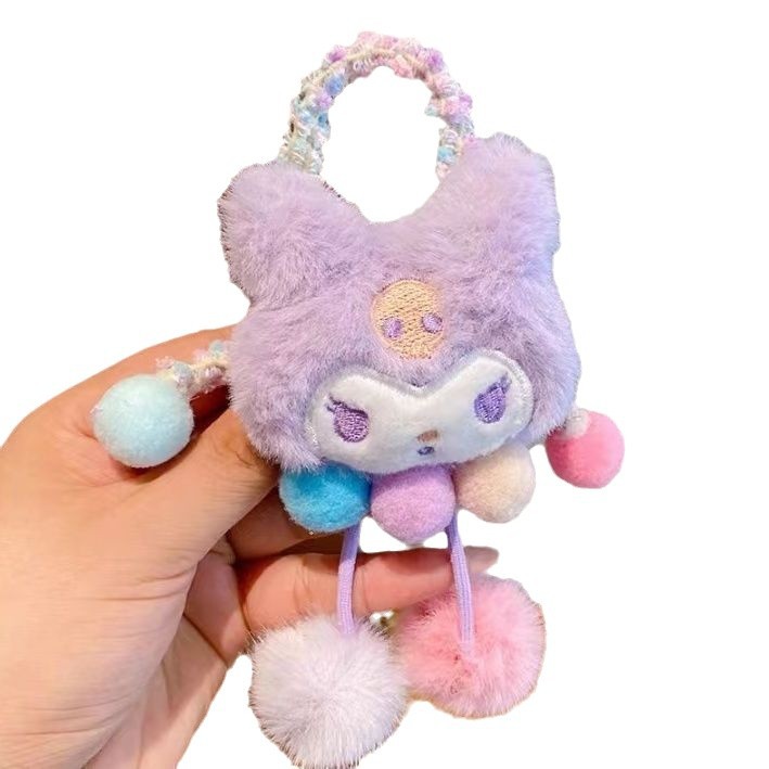 Kolomi anillo de cabello para niños cuerda de cabeza adorable Sanrio hilo de dibujos animados elástico chica Zuma bola de cola de caballo adornamiento para el cabello