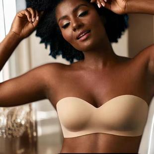 Amazon Aliexpress Foreign Trade Wireless Thin Glossy Push up Strapless Underwear Sexy Large Size Bra