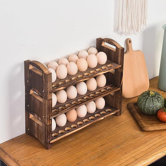 Simple Wooden Storage Rack Household Kitchen Egg Storage Rack Egg Tray Stackable Display Rack